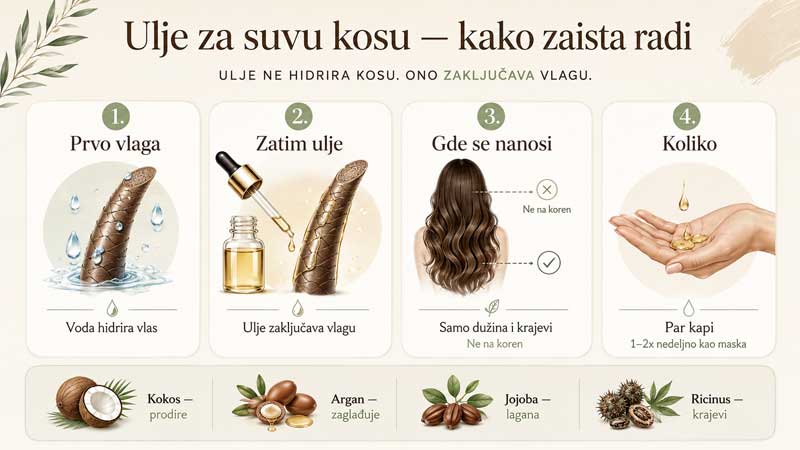 upotreba ulja za suvu kosu